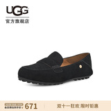 UGG春季女士舒适平底乐福鞋双鞋垫单鞋豆豆鞋1147350BLK|黑色 38
