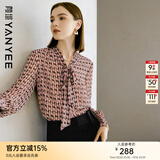 颜域长袖粉色衬衫女士秋2025新款气质小众衬衣洋气小衫蝴蝶结上衣 粉花 L