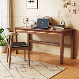 贵嘉缘 实木书桌学习桌办公桌工作台轻奢电脑桌台式学生写字桌书房家具 胡桃色【单桌】 长宽高：80*60*75cm【单抽屉】