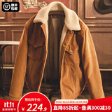 马登工装美式复古灯芯绒棉服夹克男仿羊羔毛秋冬保暖外套男士加厚棉衣 姜黄色 M