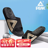 匹克（PEAK）态极拖鞋男女春夏太极防滑国潮一字拖户外沙滩百搭运动凉鞋 黑色/金色 43