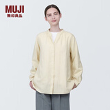 无印良品（MUJI）女式 木棉混双层纱织长袖罩衫女士衬衫衬衣外套  BC2IZC4S 原色 XL(165/92A)