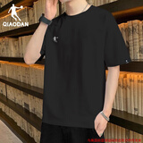 乔丹冰丝短袖t恤男士2026夏季新款白色休闲运动半袖宽松跑步速干上衣T 黑色 XL