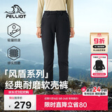 伯希和（Pelliot）【风盾】冲锋软壳裤女冬季保暖抓绒裤防风高弹长裤男125107018黑S