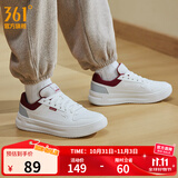 361°板鞋男鞋秋冬季新款青禾加绒保暖百搭经典小白鞋休闲运动鞋子男 羽毛白/黑樱桃【秋冬新品】 42