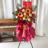 领香鲜花速递开业花篮乔迁商务用花演出祝贺大麦花篮全国同城配送 开业花篮-1个-生意兴隆