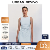 UR2025春季新款女摩登气质褶皱收腰显瘦无袖连衣裙UYY750030 淡蓝 XL