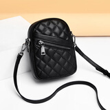 西柏莱真皮手机包女款2025年夏天新款小巧精致手机袋便携斜挎迷你小包 黑色