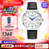 西铁城（CITIZEN）手表光动能小牛皮表带 时尚简约休闲男士腕表情人节礼物 BM7461-18A