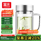 富光健牌双层玻璃杯支持团购定制茶杯办公杯带把 大容量男女水杯子