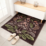 欧纶斯（Oulens）地垫脚垫卧室入户门垫浴室卫生间厕所地垫厨房客厅地毯可水洗裁剪 黑色花朵 80cm*50cm 【耐磨耐脏丨平绒款】