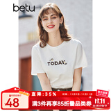 betu百图女装春装新款宽松韩版卡通印花短袖T恤ins潮JD2102T08 白色 M