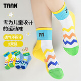 Taan泰昂羽毛球袜子儿童专业户外运动袜中筒毛巾底T606混色两双装