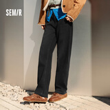 森马（Semir）牛仔裤女冬加绒做旧长裤女生保暖显腿长ins潮直筒裤103724124011