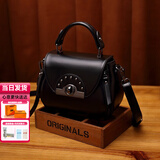 喵小姐轻奢高端品牌女士手提包包女包新款百搭大容量单肩斜挎包女小圆包 黑色（经典百搭通勤时尚）