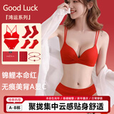 芝歌猫马年新款】红色内衣女套装聚拢本命年结婚文胸罩性感小胸送女友冬 小清新【1套-大红】美背聚拢/上托性感 M -34/75AB 体重参考75-100斤