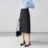 伯德小姐面试半身裙女秋职业公务工装半裙正装包臀长裙a字黑色裙子 XL