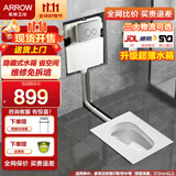 箭牌（ARROW） 隐藏式蹲便器套装水箱蹲厕入墙冲水箱暗装暗藏蹲坑便池 5006E带弯前排+不锈钢圆形面板