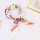 吻过 春夏新款丝巾女小方巾薄款脖子防晒领巾发带韩版时尚百搭围巾纱巾70CM方巾秋冬季 海盗船方巾粉色