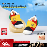 卡特兔宝宝学步鞋儿童婴幼儿冬季童鞋软底机能鞋男女宝网面透气室内鞋子 黄红蓝-网眼 24 内长14.5cm 脚长13.6-14.2