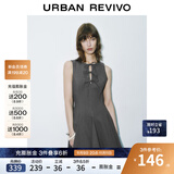 UR2025夏季新款女装格雷系蝴蝶结系带无袖连衣裙UWG750085 深灰花灰 S