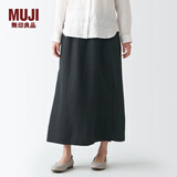 无印良品 MUJI 女式 亚麻 直筒裙 BEK36A2S 深灰色 XS-S