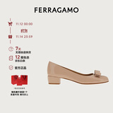菲拉格慕（Ferragamo）女士骨色/米色Vara蝴蝶结高跟鞋 0753641_1D _ 75 礼物送女友