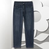 梦特娇（MONTAGUT）春夏季男士商务水洗牛仔裤猫须直筒长裤弹力舒适休闲裤 深蓝 32 