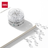 得力（deli）图钉透明工字钉美工钉安全美观大头钉毛毡墙毛毡板专用钉照片墙 80枚/筒 TS211透明