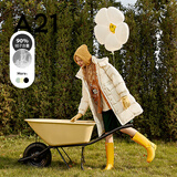 A21羽绒服女韩系风马卡龙时尚简约设计百搭连帽羽绒长外套 米杏 S