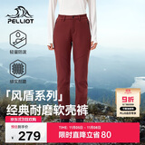 伯希和（Pelliot）【风盾】冲锋软壳裤女冬季保暖抓绒裤防风高弹长裤男125107018红S