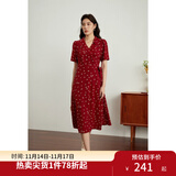 独束大码女装法式小翻领连衣裙女夏季新款遮肉显瘦雪纺裙子 红色-长款 2XL （尺码：4）