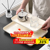 拜杰长方形水果托盘茶盘家用果盘早餐盘收纳盘客厅零食盘银边大号