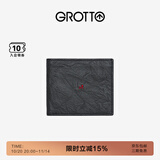 个乐经典羊皮短款钱包手工真皮多卡位卡夹卡包情侣礼物 经典黑（木马）