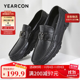 意尔康豆豆鞋百搭英伦皮鞋软底驾车懒人男鞋一脚蹬 95155A 黑色 43 