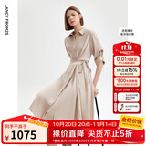 朗姿复古设计感显瘦气质高级感polo领衬衫裙女夏季新款连衣裙 玫瑰金色 M