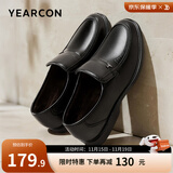 意尔康男鞋牛皮简约商务正装鞋舒适中老年爸爸鞋透气皮鞋男父亲鞋子男 黑色-加绒版 41