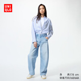 优衣库女装男装宽松廓形牛仔裤/弯刀镰刀裤子25秋冬新款479000 62 粉蓝色 28 /160/70A
