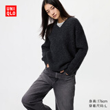 优衣库女装V领针织衫/毛衣毛衫479231 08 深灰色 M /160/84A
