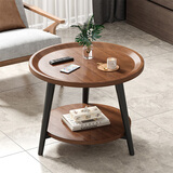 姗姗木艺茶几边桌小桌子客厅沙发边几双层小圆桌茶桌置物架床头柜
