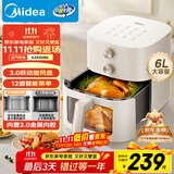美的（Midea）空气炸锅免翻面 2025年新款可视大视窗经典旋钮 实用大容量家用小家电6L  2.0金属内腔KZE6086