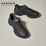 哈森（Harson）休闲皮鞋男款秋冬通勤厚底商务加绒保暖运动健步鞋 黑色单里 41