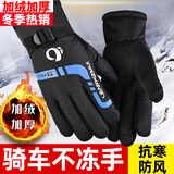 迈雷驰冬季保暖手套男加厚加绒摩托车电动车骑行手套防寒防风防水棉手套 【加绒加厚】炫动款-蓝色-均码