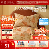 水星家纺枕套纯棉100%全棉磨毛柔感对枕套抑菌A类枕头罩一对装双人48x74cm