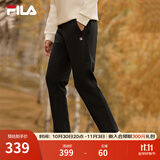 斐乐（FILA）官方男士长裤秋冬季款针织时尚直筒长裤子运动裤简约通勤休闲长裤 【加绒款】正黑色-BK S 165/76A