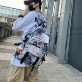 viney书包男女ins初中高中大学生简约背包潮流大容量双肩包蓝色