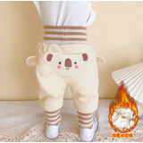 栀洁宝宝裤子秋冬外穿1岁婴儿加绒屁屁裤冬装男小童加厚PP裤保暖棉裤 考拉双层绒 90 cm