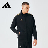阿迪达斯 阿迪达斯运动套装男夹克外套跑步运动情侣套装女士时尚外套长裤 TR90JT-BG黑金上衣 L（建议身高175-180厘米）