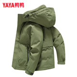 鸭鸭（YAYA）孙颖莎同款加厚羽绒服男士短款时尚商务休闲保暖防寒新款外套DY YE4B017197P-军绿色 L /175