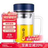 富光拾喜双层玻璃杯男女办公商务水杯耐热带手柄大容量泡茶杯子 520ml蓝色